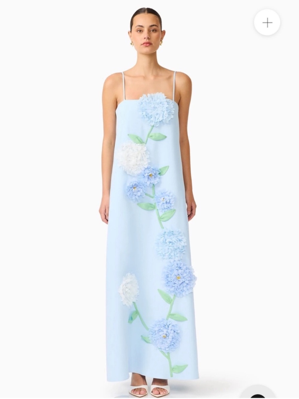 elliatt buttercup blue 3d floral embroidered maxi summer sun dress size XS NEW